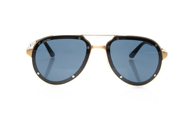 CARTIER Santos De Cartier Pilot Black Gold Sunglasses (New)