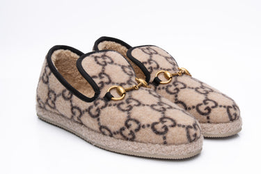 GUCCI Women's Fria Horsebit GG Wool Loafers 37.5