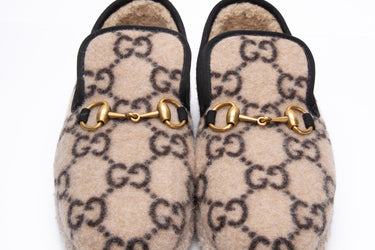 GUCCI Women's Fria Horsebit GG Wool Loafers 37.5