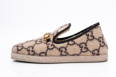 GUCCI Women's Fria Horsebit GG Wool Loafers 37.5