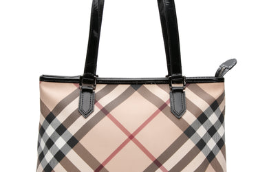 BURBERRY Black Nova Check Small Nickie Tote Bag
