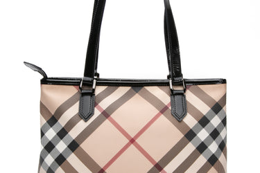 BURBERRY Black Nova Check Small Nickie Tote Bag