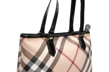 BURBERRY Black Nova Check Small Nickie Tote Bag