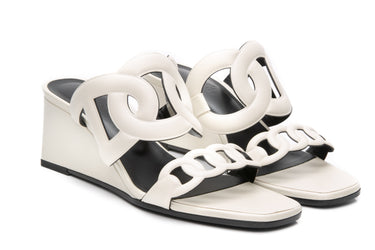 HERMES Beige Glaise Nappa Figari 55 Sandals 37.5 (New)