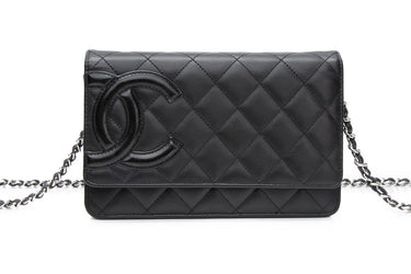 CHANEL Black Calfskin Quilted Cambon Wallet on Chain WOC