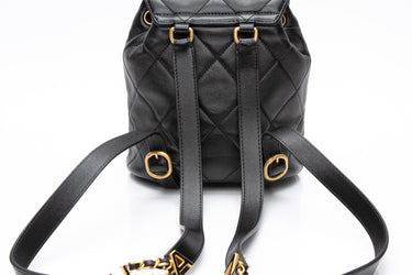 CHANEL 24S Black Quilted Lambskin Enamel and Gold Tone Hardware Backpack