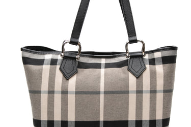 BURBERRY Black White Grey Megacheck Tote Bag