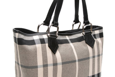 BURBERRY Black White Grey Megacheck Tote Bag