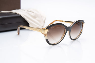 LOUIS VUITTON Brown/Gold Frame Petit Soupcon Cat Eye Sunglasses