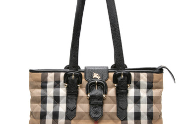 BURBERRY Brown House Check Quilted Tote Bag