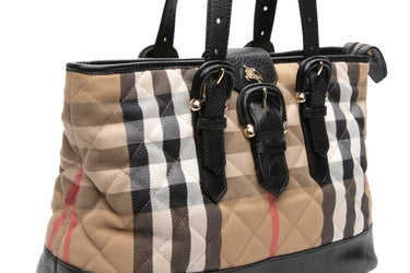 BURBERRY Brown House Check Quilted Tote Bag