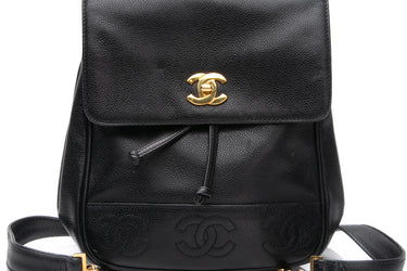 CHANEL Vintage Black Caviar CC Backpack