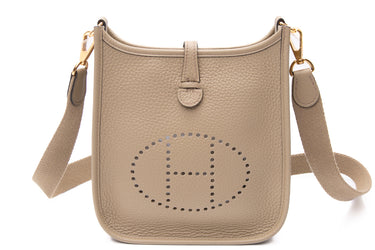 HERMES Beige Marfa Evelyne TPM Clemence Leather Crossbody (New)