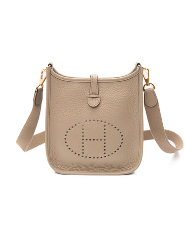 HERMES Beige Marfa Evelyne TPM Clemence Leather Crossbody (New