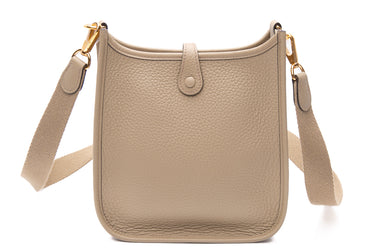 HERMES Beige Marfa Evelyne TPM Clemence Leather Crossbody (New)