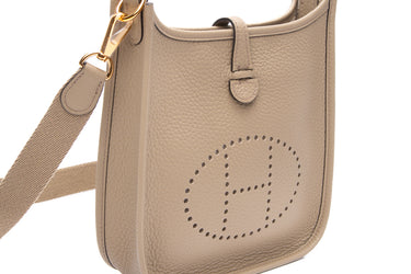 HERMES Beige Marfa Evelyne TPM Clemence Leather Crossbody (New)