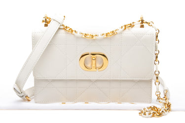 DIOR Latte Macrocannage Lambskin Miss Caro Mini Bag