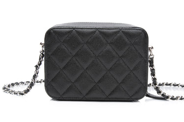 CHANEL Black Caviar Quilted Mini Camera Bag