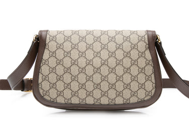 GUCCI Beige Ebony New Acero GG Supreme Monogram Textured Dollar Calfskin Blondie Shoulder Flap Bag (New)