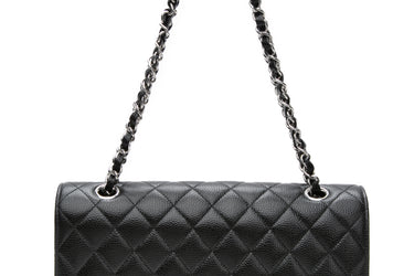 CHANEL Black Caviar Quilted Medium Classic Double Flap Bag (New)