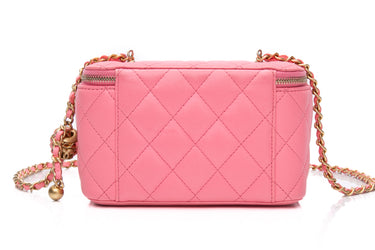 CHANEL 22S Pink Pearl Crush Vanity Case with Chain Quilted Lambskin Small