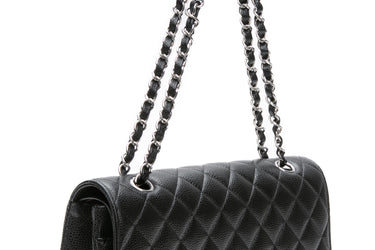CHANEL Black Caviar Quilted Medium Classic Double Flap Bag (New)