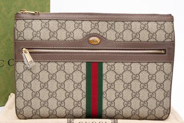 GUCCI GG Supreme Monogram Large Ophidia Pouch Clutch