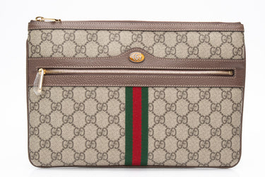 GUCCI GG Supreme Monogram Large Ophidia Pouch Clutch