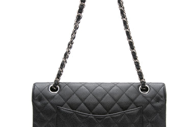 CHANEL Black Classic Caviar Quilted Medium Double Flap Bag