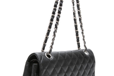 CHANEL Black Classic Caviar Quilted Medium Double Flap Bag
