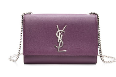 SAINT LAURENT Lilac Grain de Poudre Small Monogram Kate Satchel Crossbody Bag