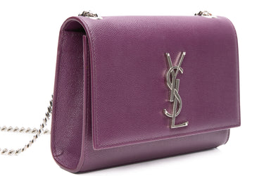 SAINT LAURENT Lilac Grain de Poudre Small Monogram Kate Satchel Crossbody Bag