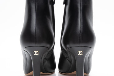 CHANEL Black Lambskin CC Short Boots 39 (New)