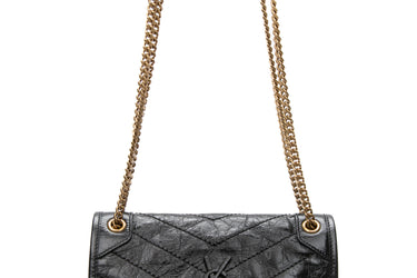 SAINT LAURENT Black Baby Niki Crinkled Leather Crossbody Bag