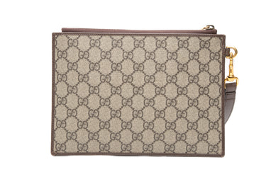 GUCCI GG Supreme Monogram Web Ophidia Wristlet Pouch
