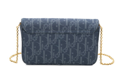 DIOR Blue Dior Saddle Wallet on Chain Crossbody Bag (NEW)