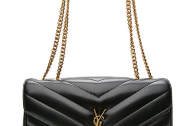 SAINT LAURENT Black Noir LouLou Medium in Matelasse Lambskin Shoulder Bag (NEW)