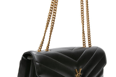 SAINT LAURENT Black Noir LouLou Medium in Matelasse Lambskin Shoulder Bag (NEW)