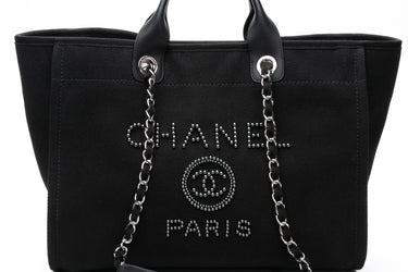 CHANEL Black Pearl Medium Deauville Tote Bag