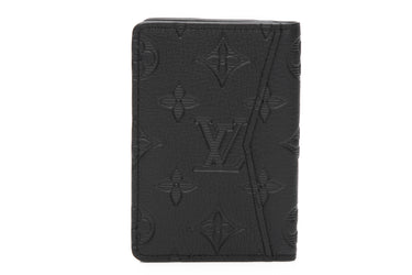 LOUIS VUITTON Black Noir Monogram Shadow Pocket Organizer (NEW)