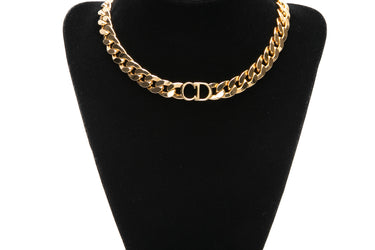 CHRISTIAN DIOR Danseuse Etoile Gold Metal CD Choker Necklace