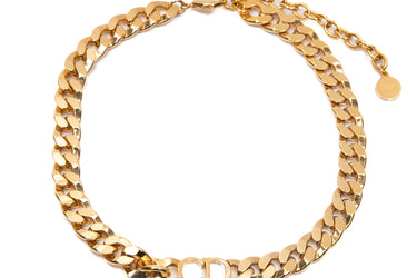 CHRISTIAN DIOR Danseuse Etoile Gold Metal CD Choker Necklace