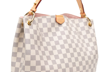 LOUIS VUITTON Rose Ballerine Pink Damier Azur Graceful PM