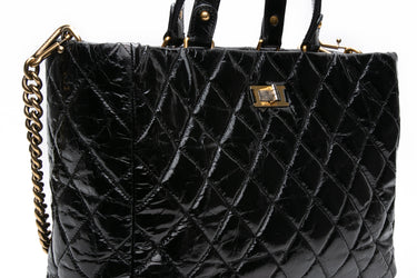 CHANEL Black Reissue Petit Top Handle Shopping Tote Bag