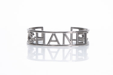 CHANEL Logo Metal Thin Cuff Bracelet