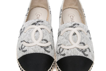CHANEL Grey Black CC Espadrilles 39