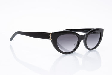 SAINT LAURENT Black Acetate and Gold Detail Cat Sunglasses