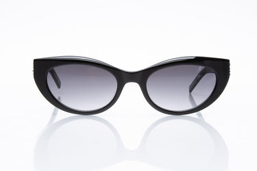 SAINT LAURENT Black Acetate and Gold Detail Cat Sunglasses