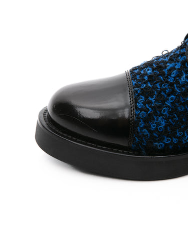 LOUIS VUITTON Black and Blue Tweed Signature LV Twist Clasp