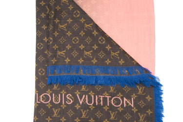LOUIS VUITTON Wool Monogram Rose Coral Telling Stole Shawl